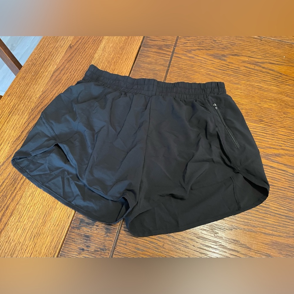 Women’s Black Athletic Shorts with Zip Pocket and Elastic Waist